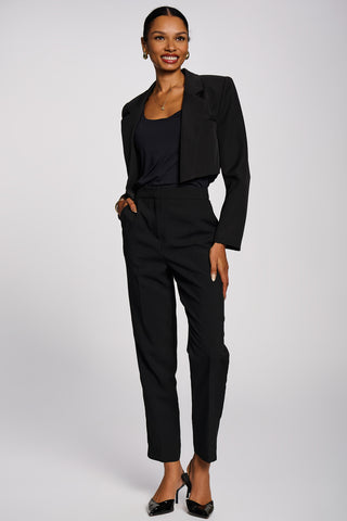 Open Front Tailored Blazer, Black