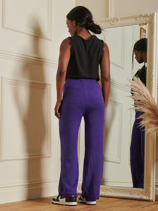 Made in Italy Knitted Fringe Detail Trousers, Purple