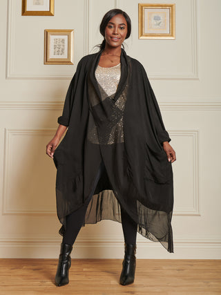 black silk tunic dress Hot Black Embellished Satin Silk Tunic Dress 5XL / Satin Silk / Made to Order 30-35 Days