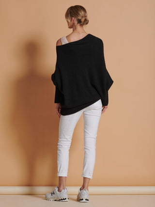 Oversize Asymmetric Knitted Jumper, Black