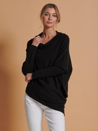 Oversize Asymmetric Knitted Jumper, Black