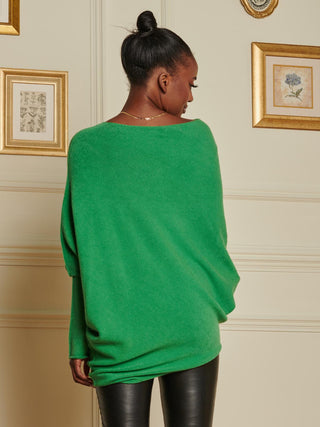 Oversize Asymmetric Knitted Jumper, Green