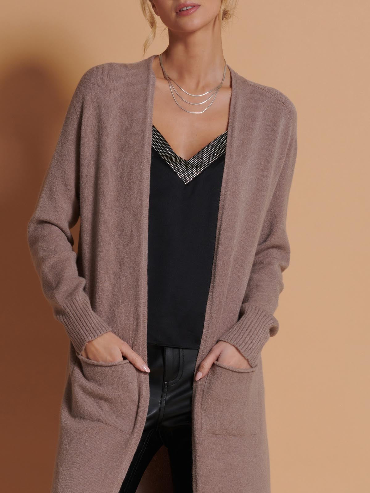Longline Soft Knitted Cardigan, Mocha – Jolie Moi Retail