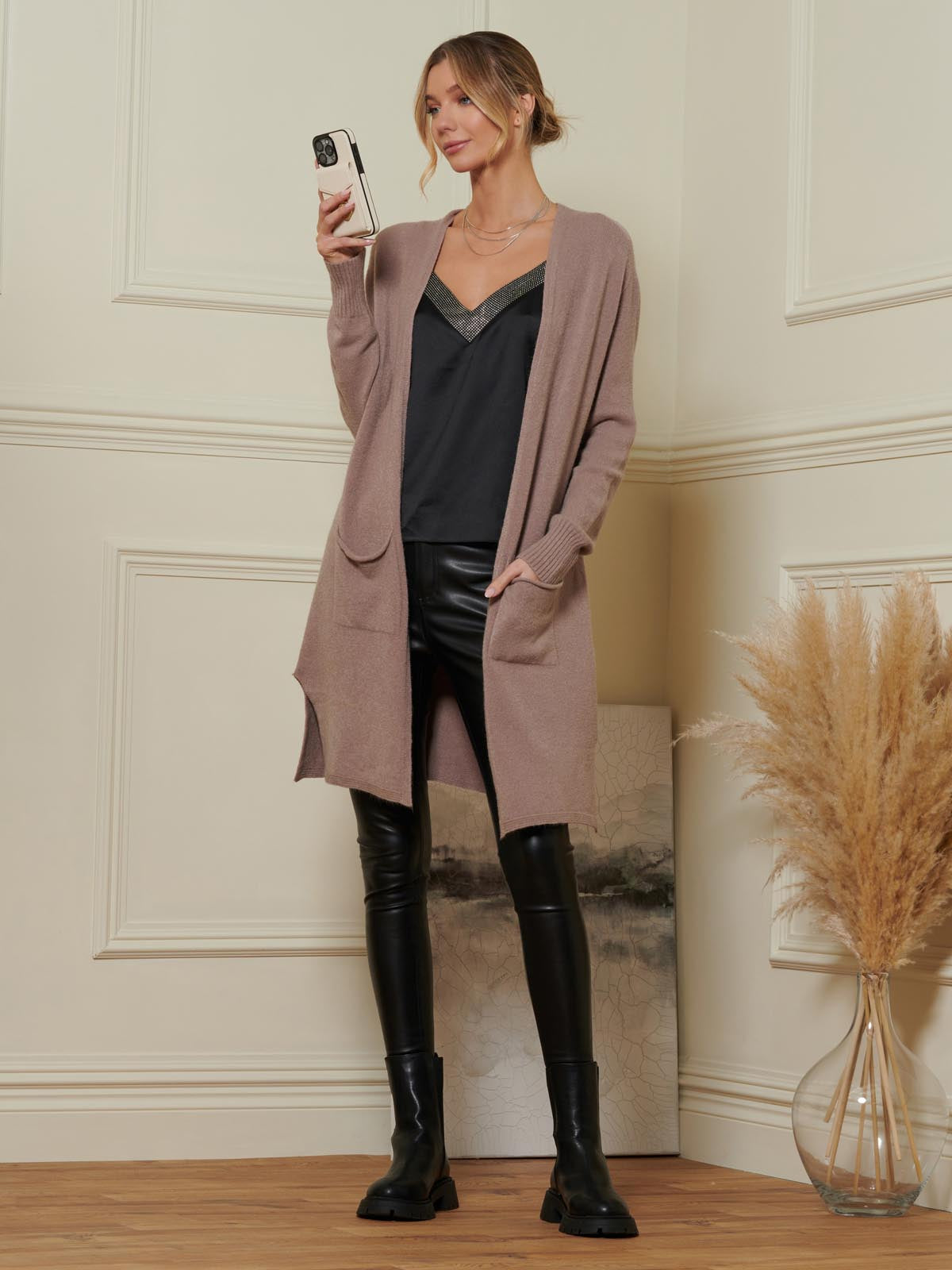 ★Na*★ichi Knit Long Cardigan / MOCHA Longline Soft Knitted Cardigan, Mocha – Jolie Moi Retail