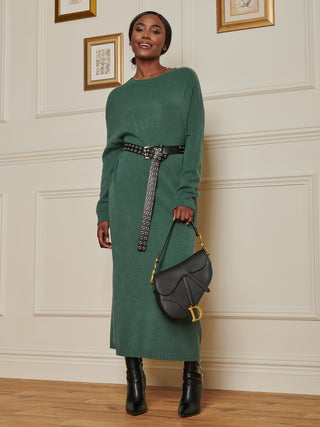 Ribbed Knit Longline Dress, Emerald Green Jolie Moi Retail Ribbed Knit Longline Dress, Emerald Green Jolie Moi Retail
