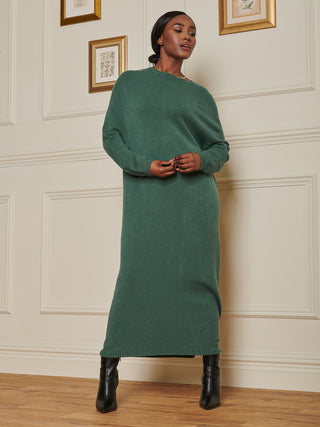 Ribbed Knit Longline Dress, Emerald Green Jolie Moi Retail Ribbed Knit Longline Dress, Emerald Green Jolie Moi Retail