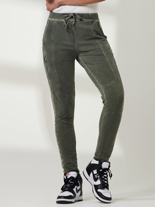 Joggers With Silver Stripe Detail, Khaki