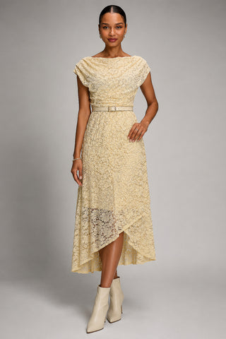 Lace Sequin Embellished Midi Dress, Butter Yellow