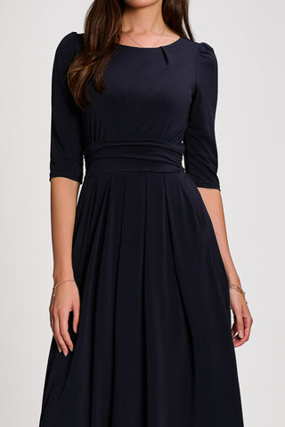 3/4 Sleeve Plain Jersey Maxi Dress, Navy