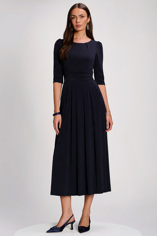 3/4 Sleeve Plain Jersey Maxi Dress, Navy