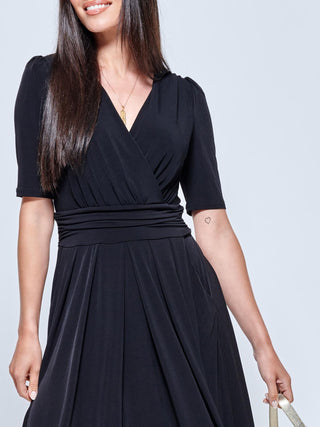 Plain Wrap Front Jersey Maxi Dress, Black