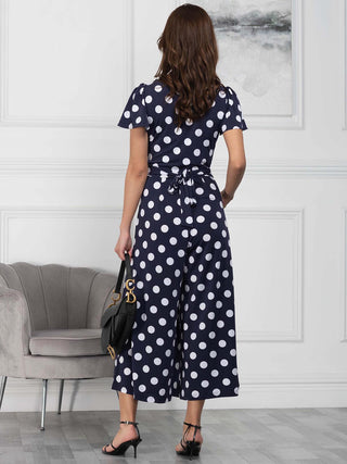 Polka Dot Mela Jumpsuits Polka Dot Wide Leg Culotte Jumpsuit