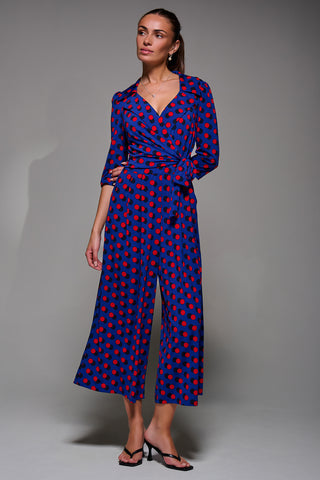 Jolie Moi Saphira Jersey Jumpsuit, Royal Polka