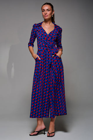 Jolie Moi Saphira Jersey Jumpsuit, Royal Polka