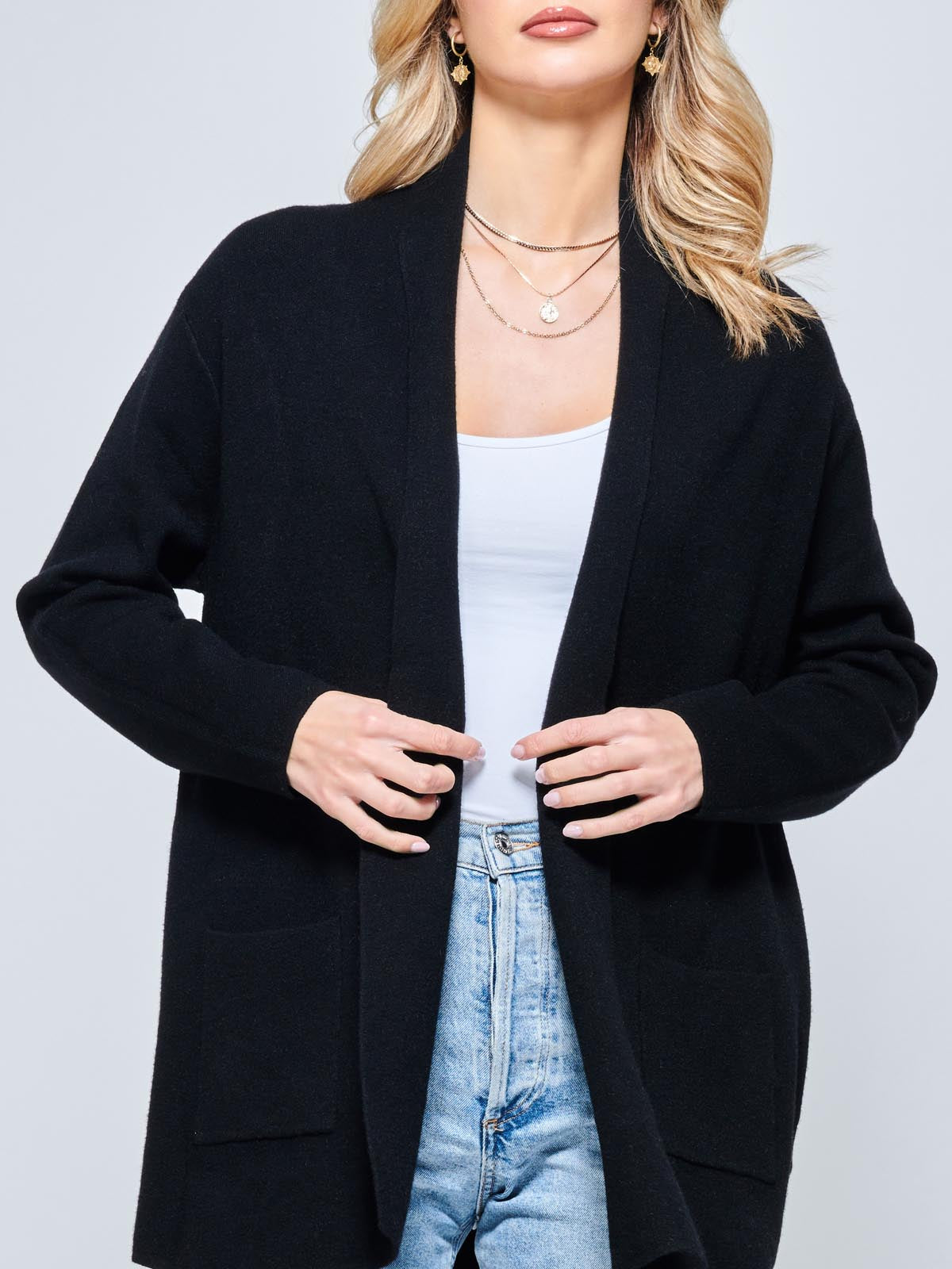 Fine knit hot sale cardigan black