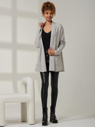 Folded Collar Fine Knit Cardigan, Dove Heather – Jolie Moi Retail