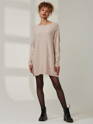 Front Pocket Loose Fit Knit Jumper, Sand Heather