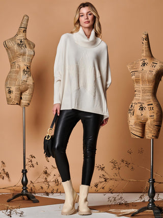 Star Front Roll Neck Knit Jumper, Oatmeal