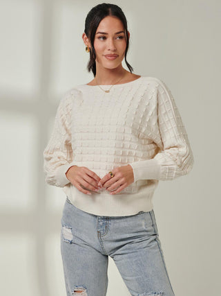 Bubble Stitch Batwing Knit Jumper, Oatmeal