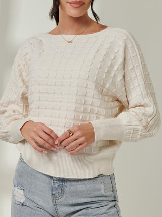 Bubble Stitch Batwing Knit Jumper, Oatmeal