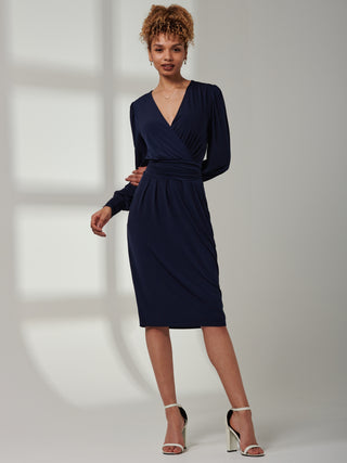 Kinslee Long Sleeve Pegged Dress, Navy