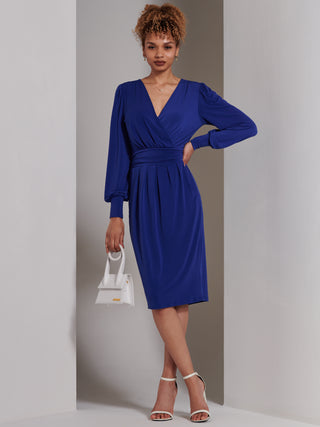 Kinslee Long Sleeve Pegged Dress, Royal Blue