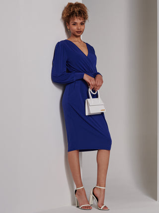 Kinslee Long Sleeve Pegged Dress, Royal Blue