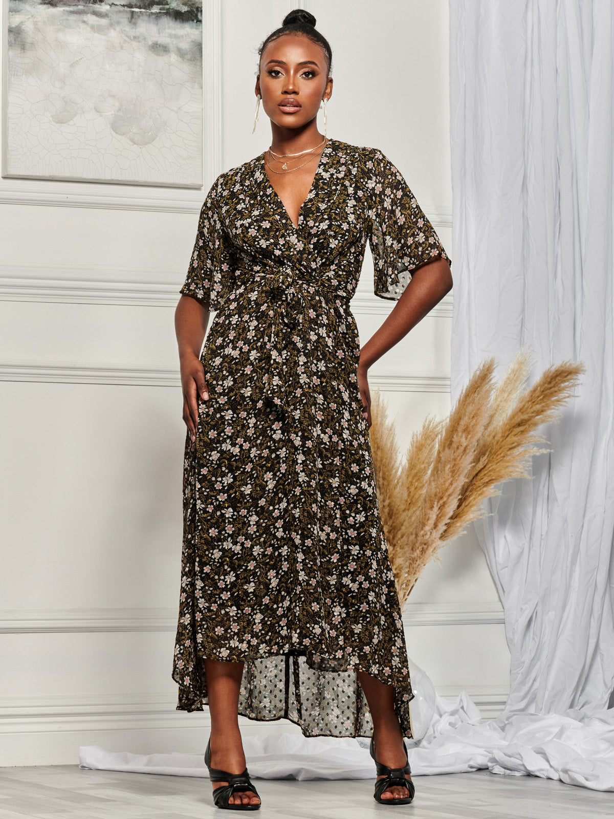 Maxi floral 2025 wrap dress