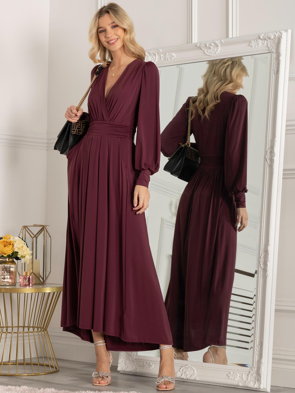 Long sleeve clearance maxi jersey dress