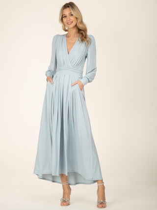 Rashelle Jersey Long Sleeve Maxi Dress, Ice Blue