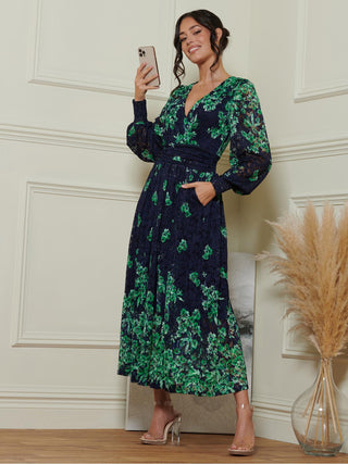 Amica Symmetrical Print Lace Maxi Dress, Green Floral Jolie Moi Retail Amica Symmetrical Print Lace Maxi Dress, Green Floral Jolie Moi Retail