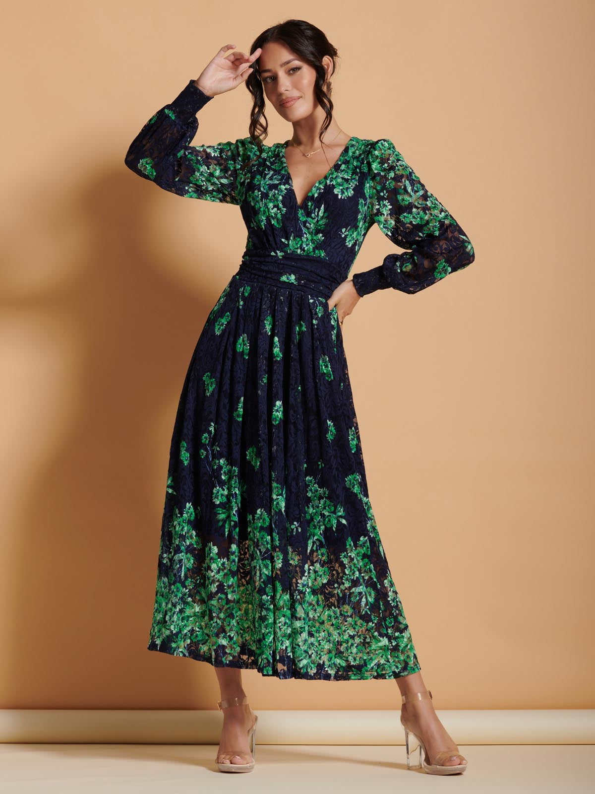 Maxi dress hot sale green floral