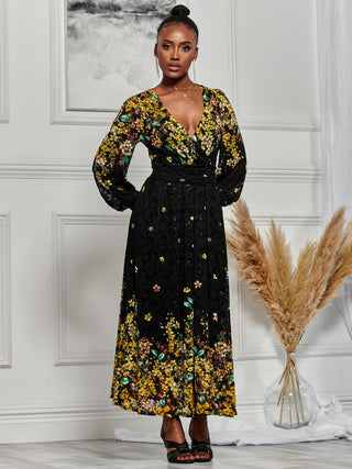 Yellow floral maxi dress Clearance
