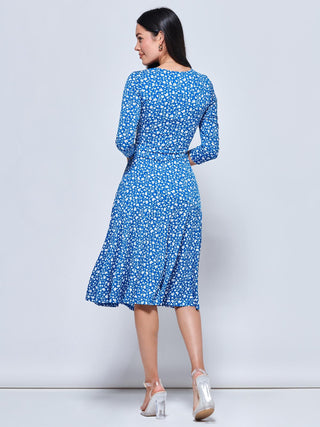 Gretta Jersey Fit & Flare Dress, Blue Floral Jolie Moi Retail Gretta Jersey Fit & Flare Dress, Blue Floral Jolie Moi Retail