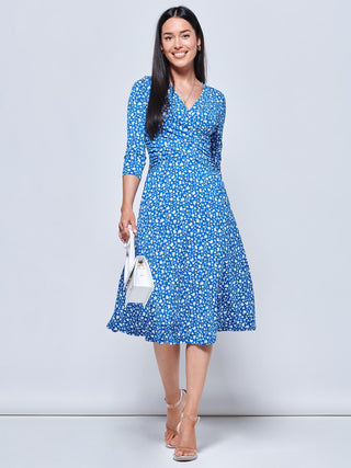 Gretta Jersey Fit & Flare Dress, Blue Floral Jolie Moi Retail Gretta Jersey Fit & Flare Dress, Blue Floral Jolie Moi Retail