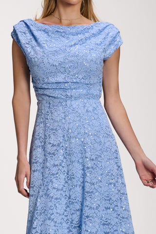 Lace Sequin Embellished Midi Dress, Blue