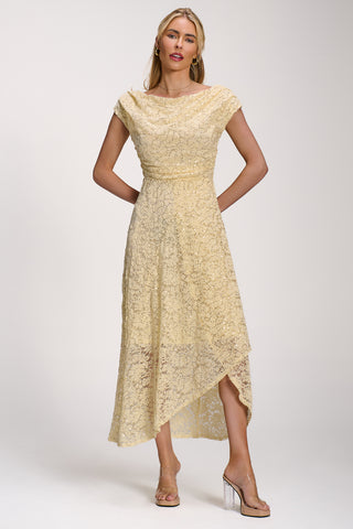 Lace Sequin Embellished Midi Dress, Butter Yellow