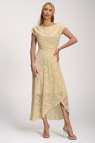 Lace Sequin Embellished Midi Dress, Butter Yellow