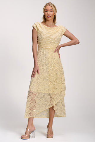 Lace Sequin Embellished Midi Dress, Butter Yellow