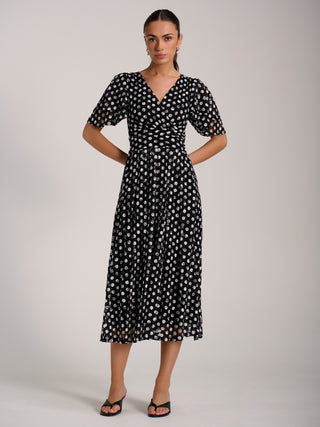 Angel Sleeve Print Lace Maxi Dress, Black Spot