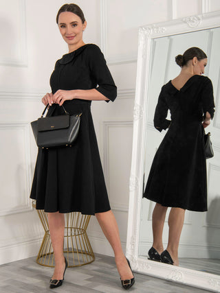 Kyndall 3/4 Sleeve Midi Dress, Black