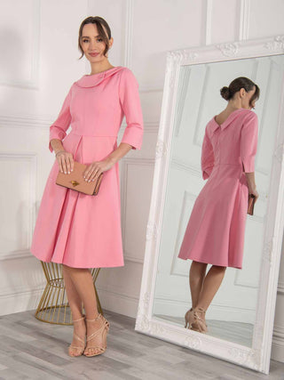 Kyndall 3/4 Sleeve Midi Dress, Pink