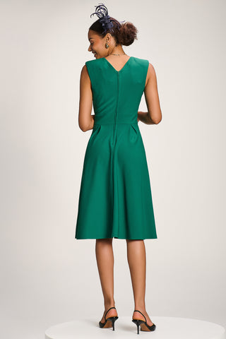 Plain Sleeveless Midi Dress, Green