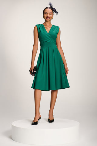 Plain Sleeveless Midi Dress, Green
