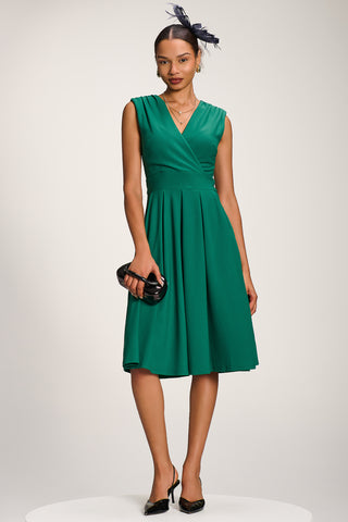 Plain Sleeveless Midi Dress, Green