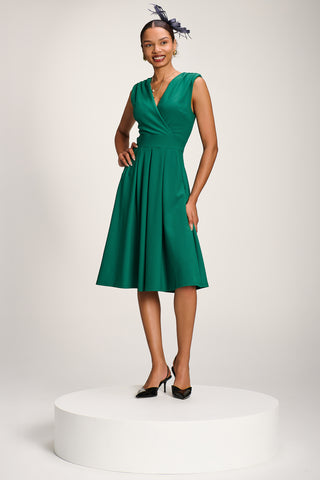 Plain Sleeveless Midi Dress, Green