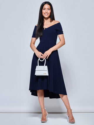Lenora Fit & Flare Midi Dress, Navy Jolie Moi Retail Lenora Fit & Flare Midi Dress, Navy Jolie Moi Retail
