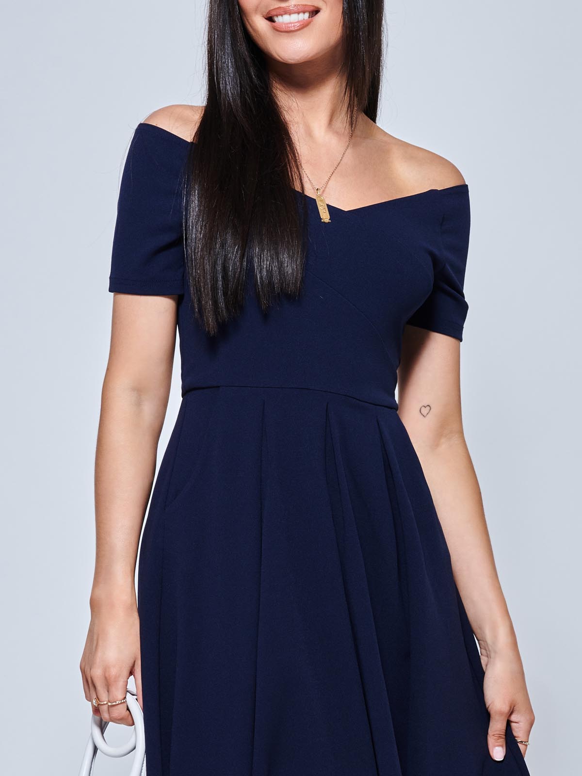 Off the shoulder fit and flare midi on sale dress