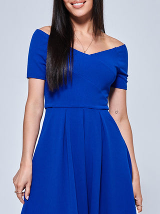 Lenora Fit & Flare Midi Dress, Royal Blue