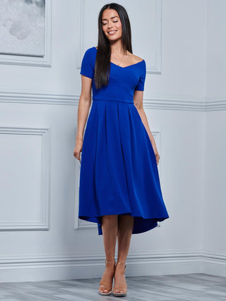 Lenora Fit & Flare Midi Dress, Royal Blue Jolie Moi Retail Lenora Fit & Flare Midi Dress, Royal Blue Jolie Moi Retail